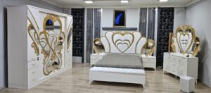 Спален комплект Кинг с подарък матрак бял