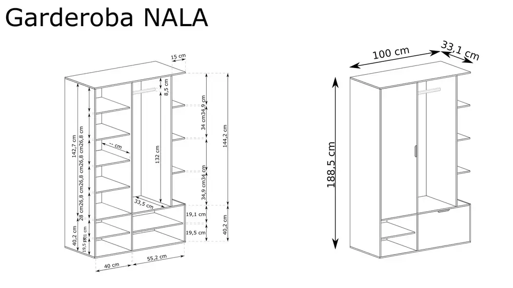 Портманто NALA с огледало - Image 2