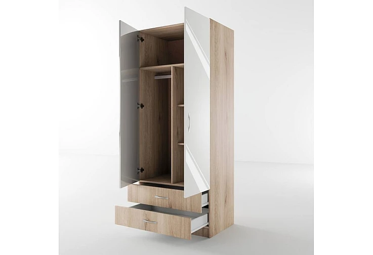 Двукрилен гардероб с чекмеджета СИТИ 1008 | 80 см | 4 цветови варианта - Image 7