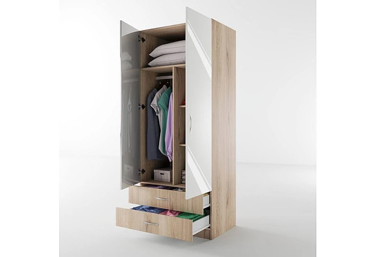 Двукрилен гардероб с чекмеджета СИТИ 1008 | 80 см | 4 цветови варианта - Image 6