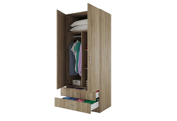 Двукрилен гардероб с чекмеджета СИТИ 1008 | 80 см | 4 цветови варианта - Image 2