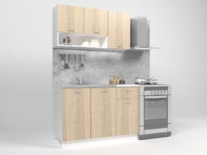 Кухня BERTHA 1.20м бяло/дъб сонома