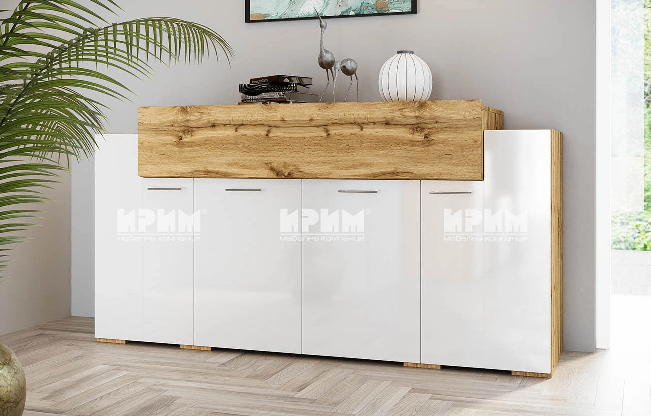 Секция Сити 6060 в дъб дакота и бял гланц