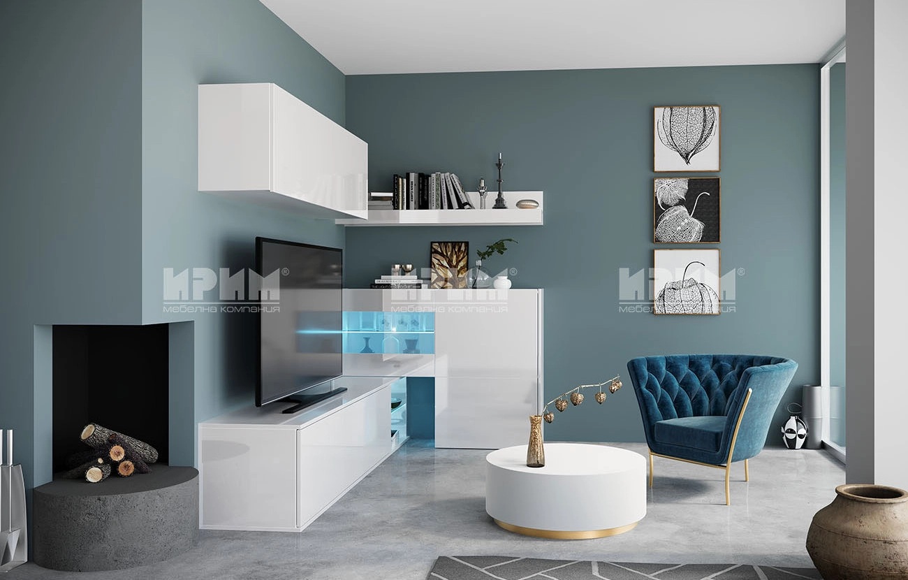 Секция Сити 6056 в бял гланц High Gloss